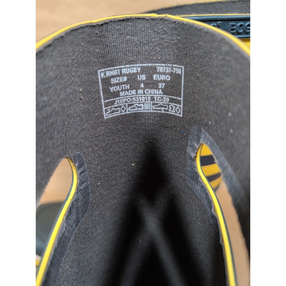 Bogs Kids Youth 4‎ Rain Boots Pull On Rugby Yellow Navy Stripe Waterproof - Picture 5 of 7